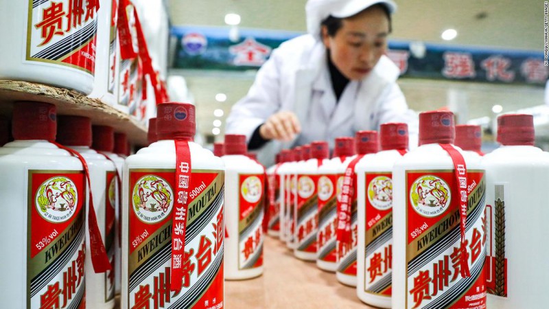 A worker at a Moutai distillery in November 2020. 