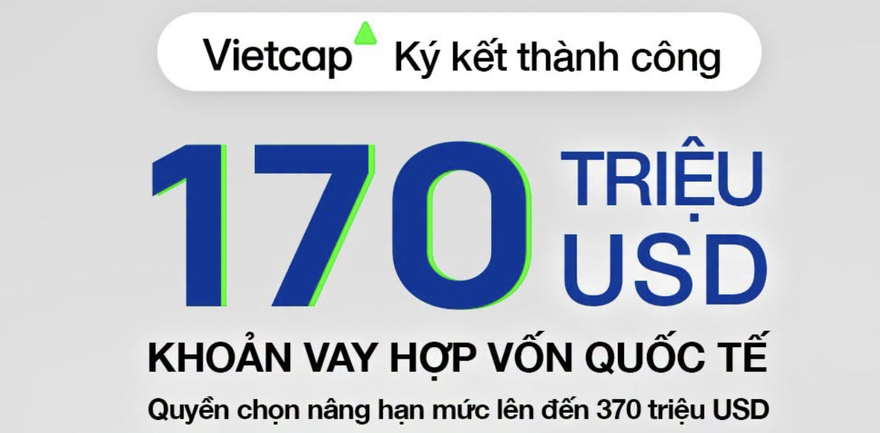 Chứng khoán Vietcap có khoản vay hợp vốn lớn nhất lịch sử: 170 triệu USD, kèm quyền nâng hạn mức lên 370 triệu USD