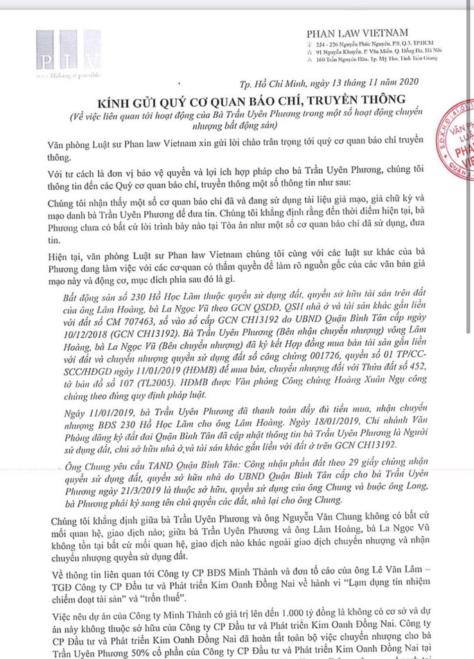 Luật sư của bà Trần Uyên Phương nói gì về vụ bị tố lừa đảo dự án 1.000 tỉ đồng? - Ảnh 1.