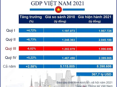 Nền kinh tế Việt Nam tăng trưởng 2,85% trong năm 2021