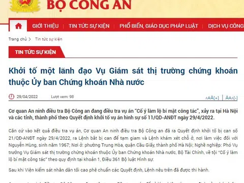 Khởi tố, bắt tạm giam ông Nguyễn Hùng, Phó Vụ trưởng Vụ Giám sát thị trường chứng khoán